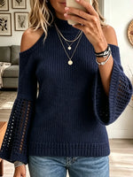 Women's Cold-Shoulder Knit Bell Sleeve Sweater