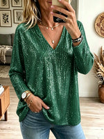 Women's Sequin V-Neck Tunic Top