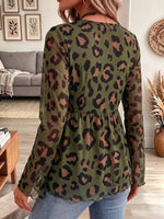 Vintage Elegant Leopard Print Sheer Mesh Shirt