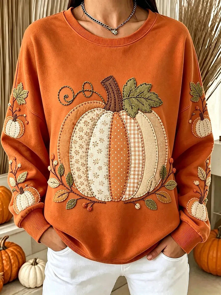 Vintage Autumn Halloween Pumpkin Art Print Crewneck Sweatshirt