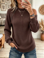 Women's Cold-Shoulder Zipper Mock Neck Sweater