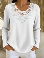 Retro Elegant Lace Hollow Patchwork Art Casual Stylish Long Sleeve Shirt