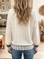 Women's Leopard Christmas Tree Lace Trim Shirt
