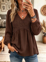 Women's Crochet Lace Sweetheart Babydoll Blouse