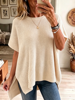 Women's High-Low Ribbed Knit Top