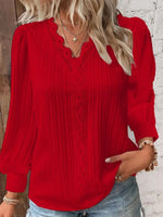 Retro Elegant Lace Patchwork Art Casual Stylish Long Sleeve Shirt