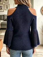 Women's Cold-Shoulder Knit Bell Sleeve Sweater