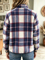 Women's Plaid Button-Front Fleece Jacket