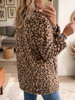 Vintage Elegant Leopard Print Fleece Coat