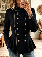 Women's Military Peplum Asymmetrical Zip Jacket