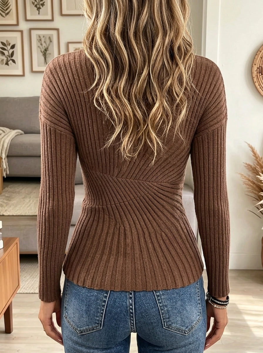 Women's Structured Panelled Ribbed Knit Top