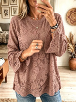 Women's Floral Crochet Lace Bell Sleeve Blouse