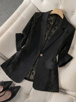 Retro Elegant Solid Color Lace Patchwork Art Casual Stylish Blazer Coat