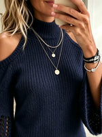 Women's Cold-Shoulder Knit Bell Sleeve Sweater