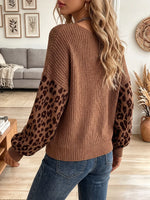 Vintage Elegant Knit Patchwork Leopard Sweater