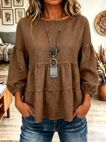Vintage Elegant Cotton-linen Blend Shirt
