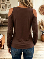 Women's Cold-Shoulder Cowl Neck Ruched Top