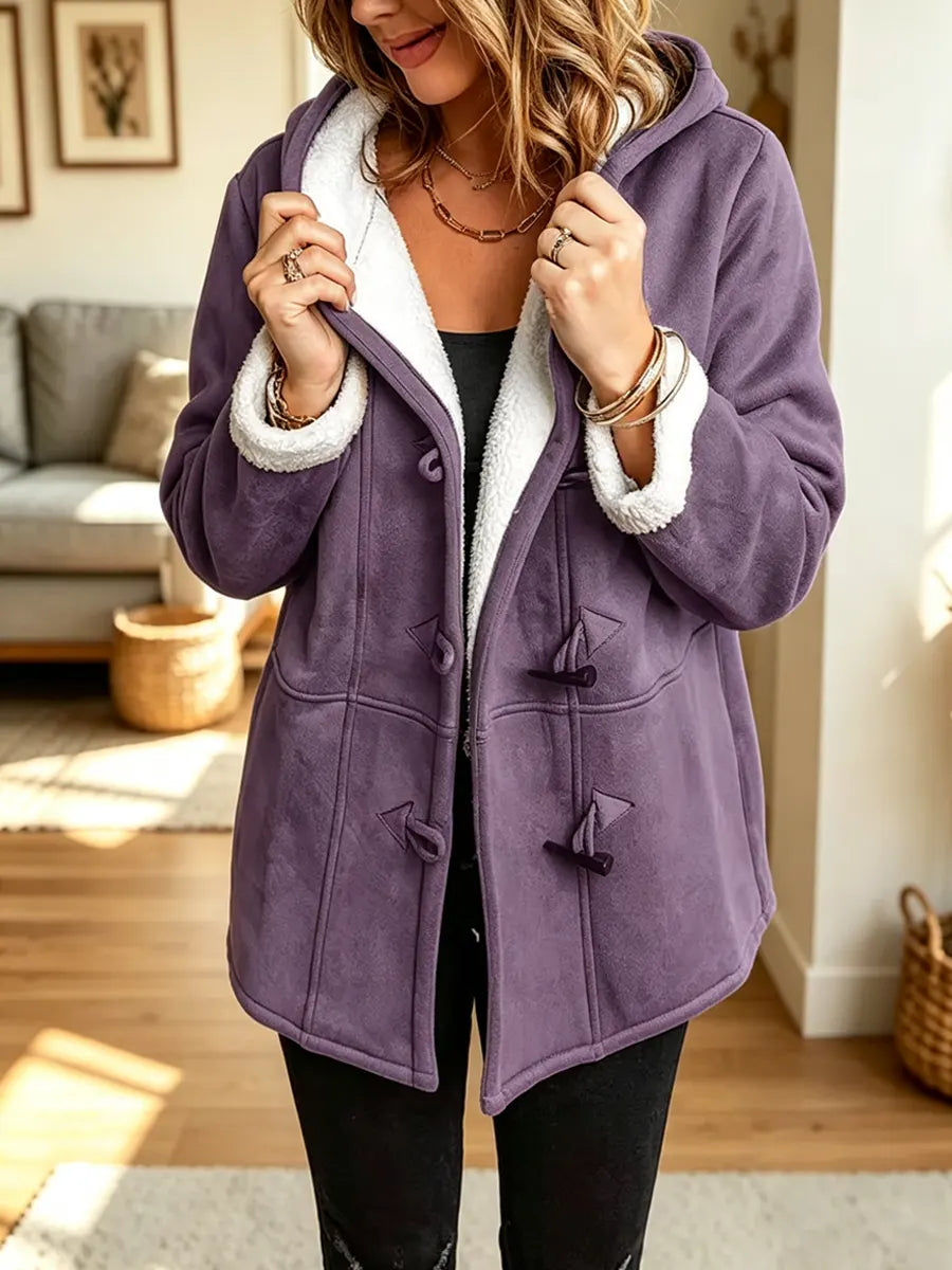 Retro Cozy Warm Art Casual Stylish Fleece Hooded Long Sleeve Coat