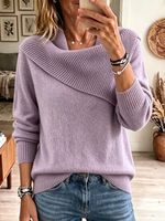 Women's Asymmetrical Draped Cowl Neck Sweater