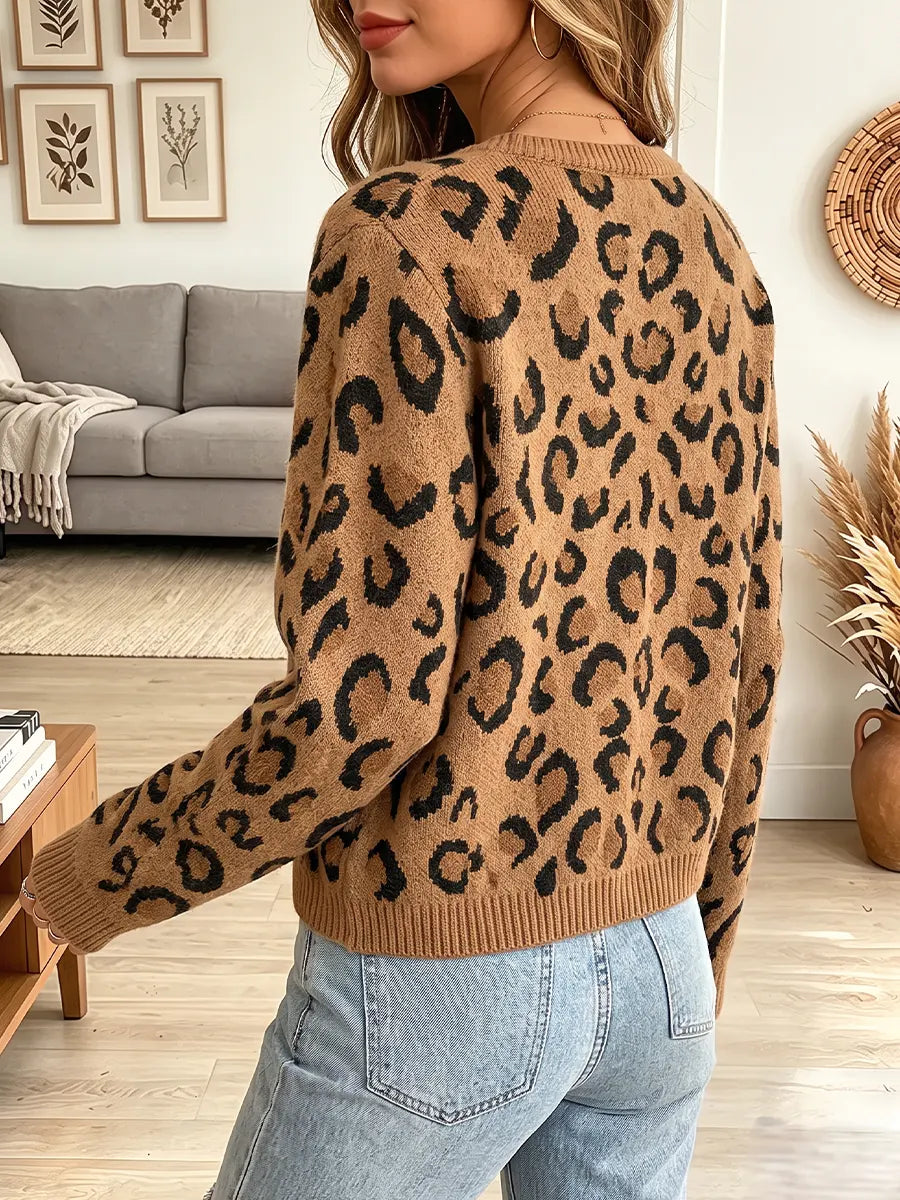 Vintage Elegant Knitted Leopard Sweater
