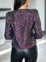Retro Chic Iridescent Sequin Casual Stylish Long Sleeve Coat