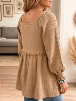 Vintage Elegant Cotton And Linen Patchwork Elastic Shirt
