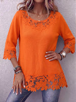 Vintage Elegant Patchwork Hollowed Out Lace Sweater