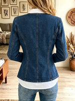 Women's Single-Button Peplum Denim Blazer