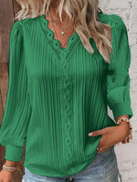Retro Elegant Lace Patchwork Art Casual Stylish Long Sleeve Shirt