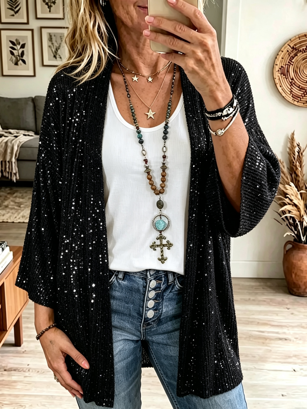 Women's Sequin Embellished Cardigan