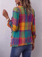 Vintage Elegant Pattern Patchwork Ruffled Jacket