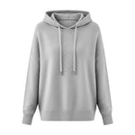 Women Solid Color Drawstring Hooded Knit Pullover Sweater