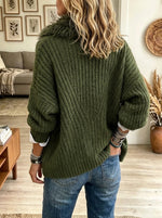 Women's Faux Fur Collar Chunky Knit Cardigan