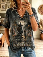 Women's German Shepherd Mom Starlight Witch Graphic T-Shirt