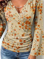 Retro Floral Pattern Art Print Casual Stylish Cotton V Collar Shirt