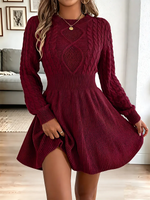 Vintage Elegant Knit Patchwork Sweater Dress