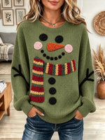 Women's Snowman Textured Knit Sweater