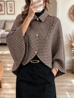 Retro Plaid Pattern Classic Art Casual Lapel Stylish Long Sleeve Coat