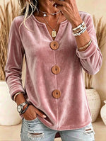 Women's Velvet Button Front Top