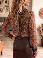 Vintage Elegant Leopard Print Chiffon Shirt