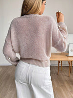 Women's Sequin Striped Open-Knit Slouchy Sweater