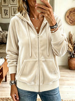 Women's Velvet Zip-Up Hooded Jacket