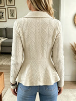 Women's Cable Knit Peplum Cardigan Jacket