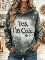 Women's Snowflake Print Slogan Winter Hoodie