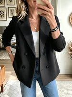Women's Knit Sleeve Double-Breasted Coat