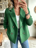 Women's Knit Sleeve Double-Breasted Coat