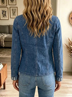 Retro Chic Rhinestone Art Casual Stylish Long Sleeve Denim Coat