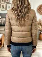 Women's Mock Neck Quilted Bomber Jacket