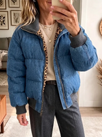 Vintage Elegant Denim Patchwork Quilted Coat