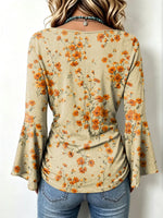 Retro Floral Pattern Art Print Casual Stylish Cotton V Collar Shirt